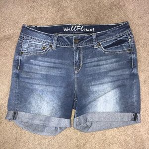 midi denim shorts